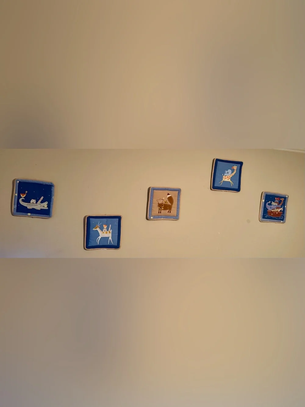 🖼️ Noah's Ark Nursery Wall Hanging Set of 5 🐘🌙
